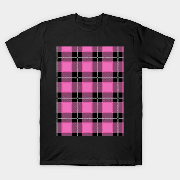 Pink and Black Flannel-Plaid Pattern T-Shirt by Design_Lawrence